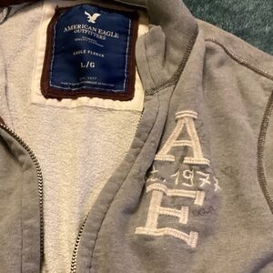American Eagle Light Gray Zip-Up Jacket